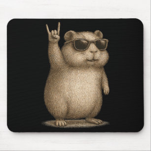 Retro Guinea Pig Rock On Music Funny Gift Men Wome Mouse Pad