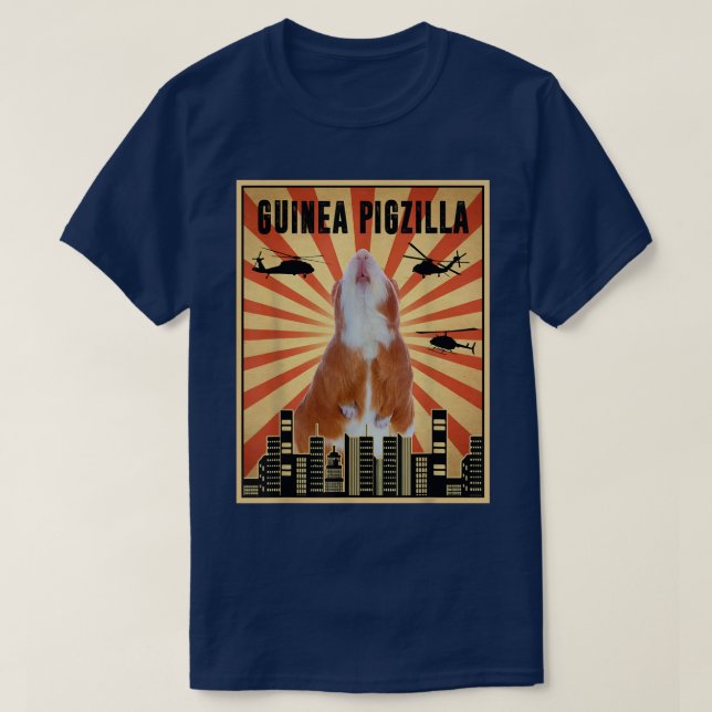 Retro Guinea Pigzilla Citys Cover Design Arts Cart T-Shirt (Design Front)
