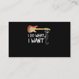 Retro Guitar and Cat Lover Meowy I do what i want Business Card