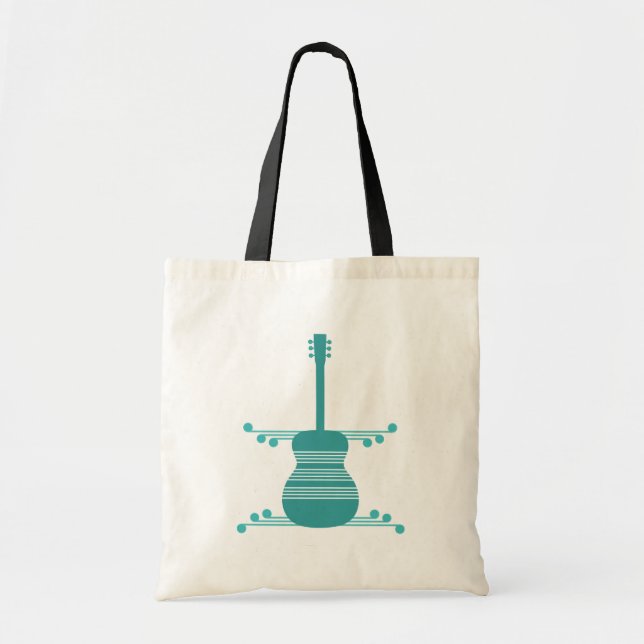 Retro Guitar Bag, Teal Tote Bag (Front)