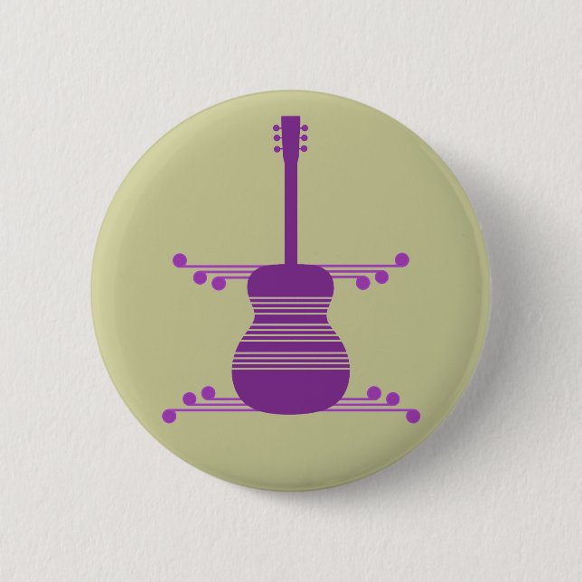Retro Guitar Button, Purple 6 Cm Round Badge (Front)