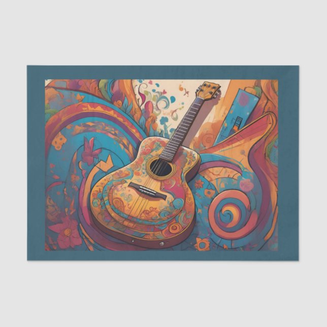 Retro Guitar Decoupage Tissue Paper (Front)