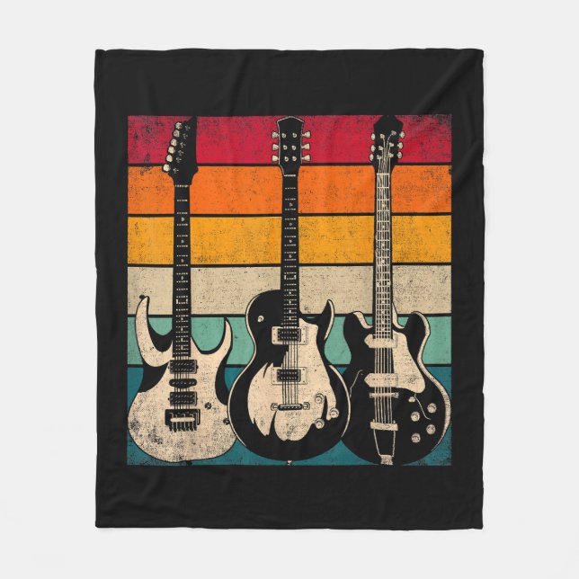 Retro Guitar  Fleece Blanket (Front)