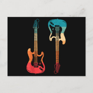 Retro Guitar Guitarist Electric Bass Guitar Rock M Holiday Postcard