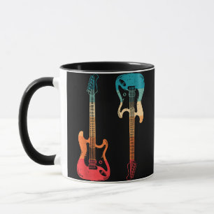Retro Guitar Guitarist Electric Bass Guitar Rock M Mug