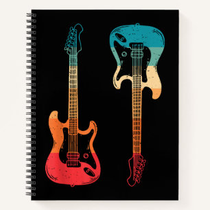 Retro Guitar Guitarist Electric Bass Guitar Rock M Notebook
