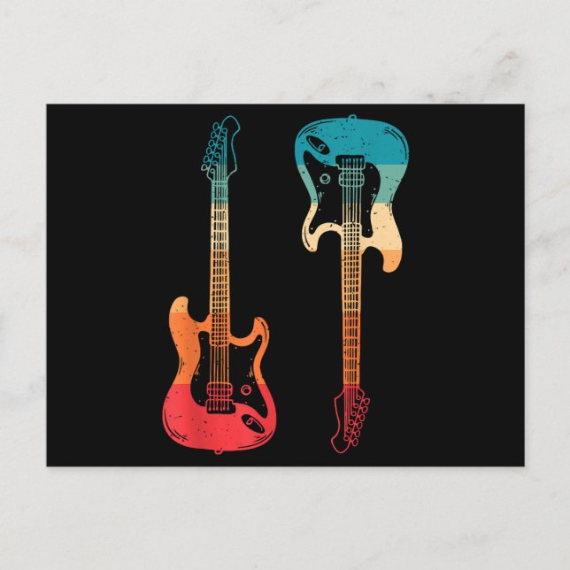 Retro Guitar Guitarist Electric Bass Guitar Rock M Postcard (Front)