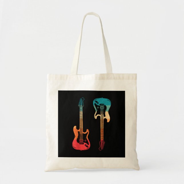 Retro Guitar Guitarist Electric Bass Guitar Rock M Tote Bag (Front)