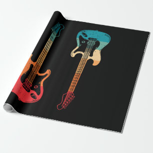 Retro Guitar Guitarist Electric Bass Guitar Rock M Wrapping Paper