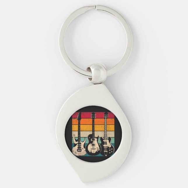 Retro Guitar  Key Ring (Front)