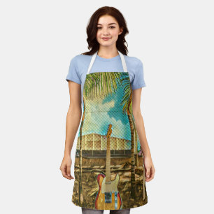 retro guitar lover gift apron