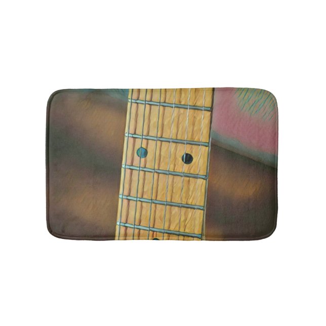 retro guitar lover gift bath mat (Front)