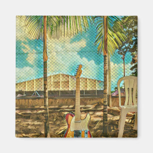 retro guitar lover gift magnet