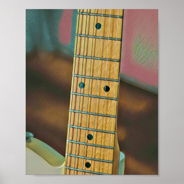 retro guitar lover gift poster (Front)