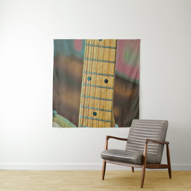 retro guitar lover gift tapestry (In Situ)