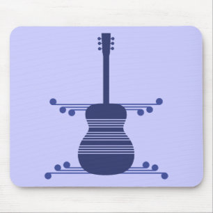 Retro Guitar Mousepad, Navy Blue Mouse Pad