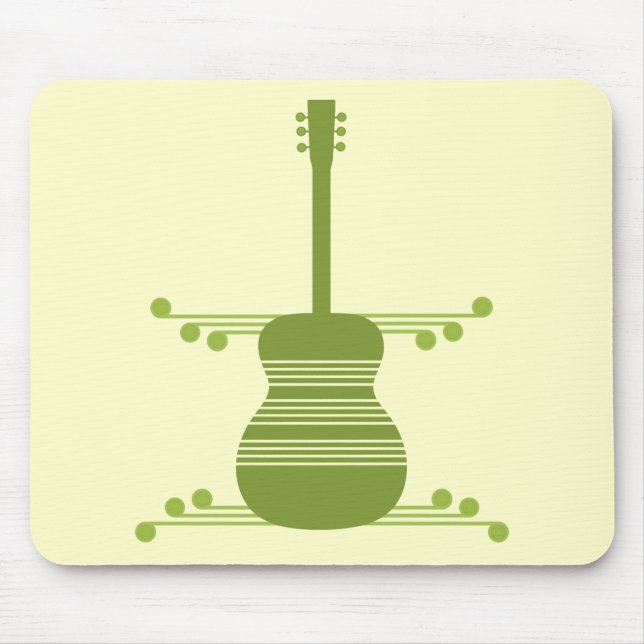 Retro Guitar Mousepad, Olive Green Mouse Pad (Front)
