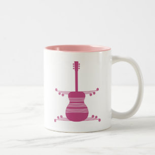 Retro Guitar Mug, Magenta Two-Tone Coffee Mug