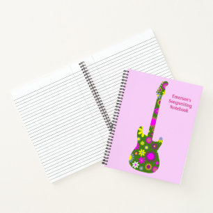 Retro Guitar Pink Customise & Personalise - Large Notebook