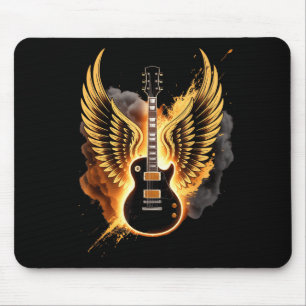 Retro Guitar Wings Abstract Art Rock And Roll Musi Mouse Pad