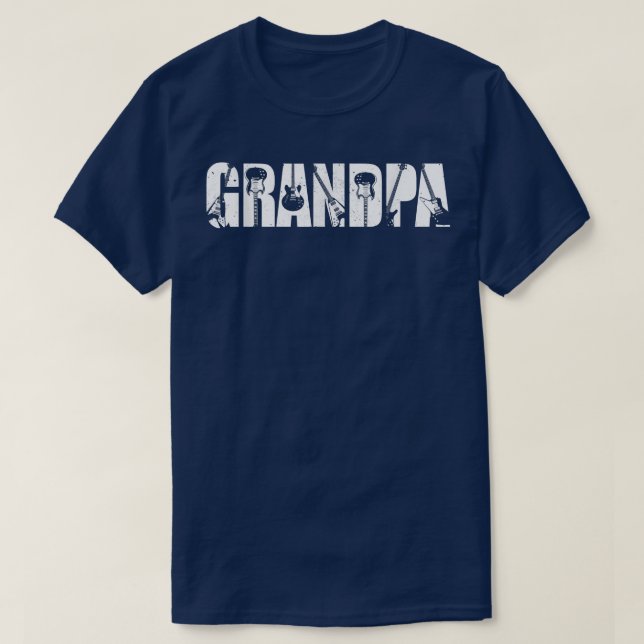 Retro Guitarist Father Grandpa Guitar Fathers Day  T-Shirt (Design Front)