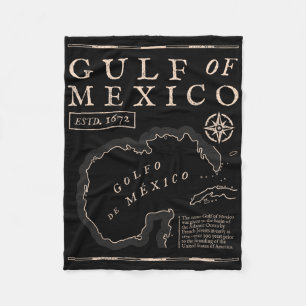 Retro Gulf Of Mexico 1672 Historic Map  Fleece Blanket
