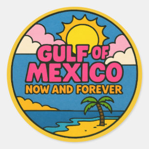 Retro Gulf of Mexico Beach Summer                  Classic Round Sticker