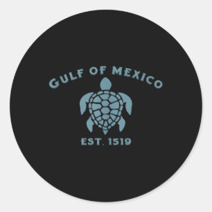 Retro Gulf Of Mexico Est 1519 Turtle Beach Gulf Of Classic Round Sticker