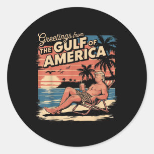 Retro Gulf Of United States Of America 4th Of July Classic Round Sticker