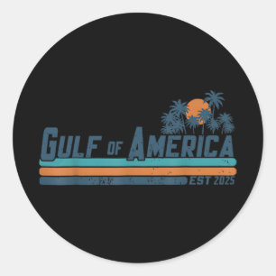 Retro Gulf Of Us America 2025 American Flag Gulf M Classic Round Sticker