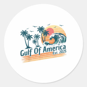Retro Gulf Of Us America 2025 American Flag Gulf M Classic Round Sticker