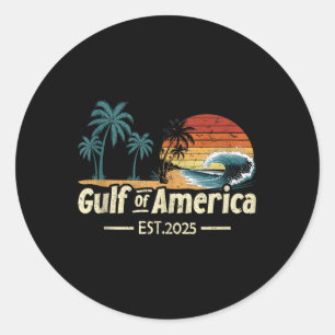 Retro Gulf Of Us America 2025 American Flag Gulf M Classic Round Sticker