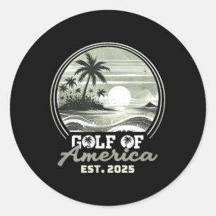 Retro Gulf Of Us America 2025 American Flag Gulf M Classic Round Sticker