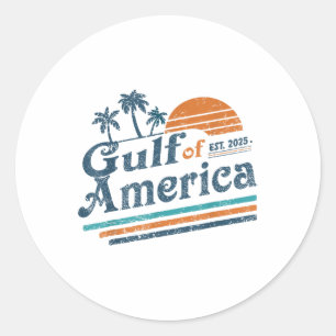 Retro Gulf Of Us America 2025 American Flag Gulf M Classic Round Sticker