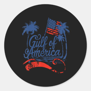 Retro Gulf Of Us America 2025 American Flag Gulf M Classic Round Sticker