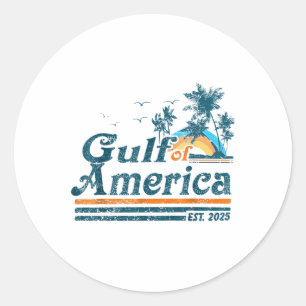 Retro Gulf Of Us America 2025 American Flag Gulf M Classic Round Sticker