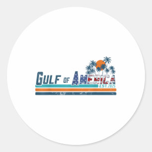 Retro Gulf Of Us America 2025 American Flag Gulf M Classic Round Sticker