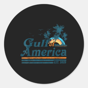 Retro Gulf Of Us America 2025 American Flag Gulf M Classic Round Sticker