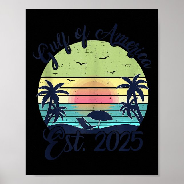 Retro Gulf Of Us America 2025 American Flag Gulf M Poster (Front)