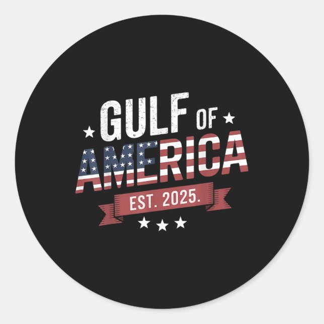 Retro Gulf Of Us America 2025 American Flag Mexico Classic Round Sticker (Front)