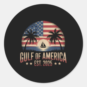 Retro Gulf Of Us America 2025 American Flag Mexico Classic Round Sticker