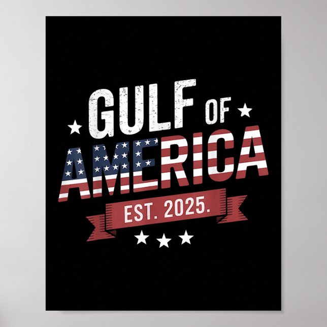 Retro Gulf Of Us America 2025 American Flag Mexico Poster (Front)