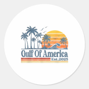 Retro Gulf Of Usa America 2025 American Flag Gulf Classic Round Sticker