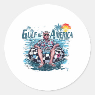 Retro Gulf Of Usa America 2025 American Flag Gulf Classic Round Sticker