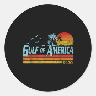 Retro Gulf Of Usa America 2025 American Flag Gulf Classic Round Sticker