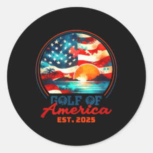 Retro Gulf Of Usa America 2025 American Flag Gulf Classic Round Sticker