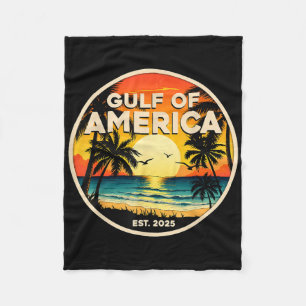 Retro Gulf Of Usa America 2025 American Flag Gulf Fleece Blanket