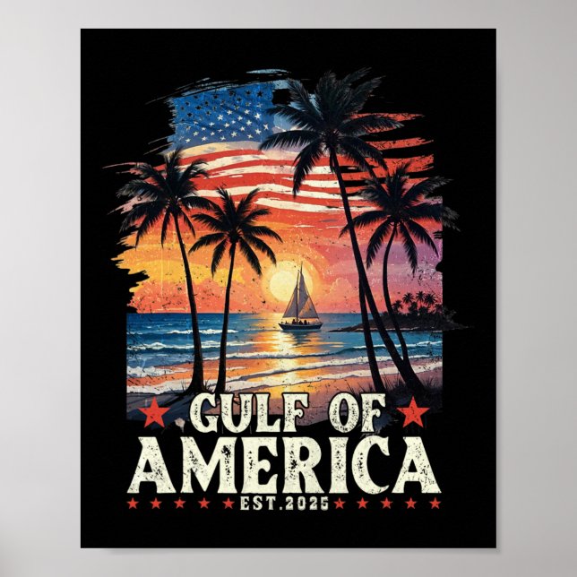 Retro Gulf Of Usa America 2025 American Flag Gulf  Poster (Front)