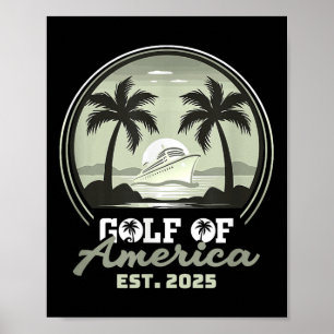 Retro Gulf Of Usa America 2025 American Flag Gulf Poster