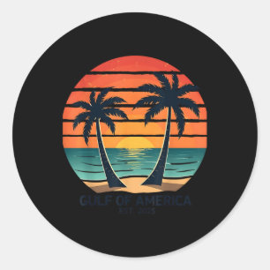 Retro Gulf Of Usa America Est 2025 American Flag Classic Round Sticker